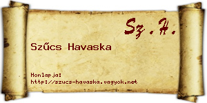 Szűcs Havaska névjegykártya